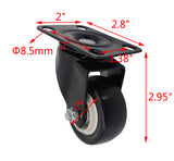 2 PU Furniture Castor Wheel Top Plate NonLocking Rotation Swivel 80lbs Capacity