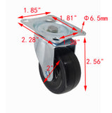 2 PU Furniture Castor Wheel Top Plate Mount Non Locking Swivel 110lbsCapacity