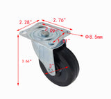 3 PU Furniture Castor Wheel Top Plate Mount Non Locking Swivel 110lbsCapacity