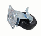 3 PU Furniture Castor Wheel Top Plate Mount Locking Swivel 110lbsCapacity