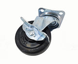 3 PU Furniture Castor Wheel Top Plate Mount Locking Swivel 110lbsCapacity