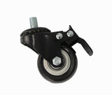 2" M10x15mm Pitch 1.50mm Threaded Stem PU Wheel Chair Castor Replacement Caster Black