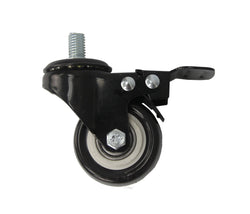 2" M10x1mm Pitch 1.50mm5 Threaded Stem PU Wheel Chair Castor Replacement Caster Black