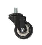 2" M8x15mm Pitch 1.25mm Threaded Stem PU Wheel 360  Rotation Swivel Caster Black