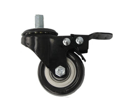 2" M8x15mm Pitch 1.25mm Threaded Stem PU Wheel Chair Castor Replacement Caster Black