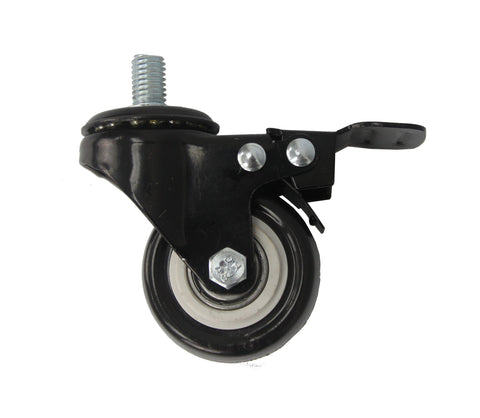 2" M8x15mm Pitch 1.25mm Threaded Stem PU Wheel Chair Castor Replacement Caster Black