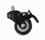 2" M8x15mm Pitch 1.25mm Threaded Stem PU Wheel Chair Castor Replacement Caster Black