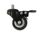 2" M8x15mm Pitch 1.25mm Threaded Stem PU Wheel Chair Castor Replacement Caster Black