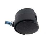 2" M10x15mm Pitch 1.50mm Threaded Stem Plastic Wheel 360  Rotation Swivel Caster Black