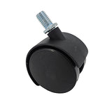 2" M10x15mm Pitch 1.50mm Threaded Stem Plastic Wheel 360  Rotation Swivel Caster Black