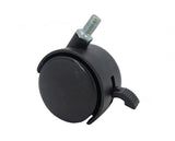 2" M10x15mm Pitch 1.50mm Threaded Stem Plastic Wheel Chair Castor Replacement Caster Black