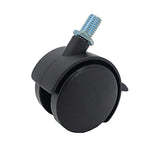 2" M10x15mm Pitch 1.50mm Threaded Stem Plastic Wheel Chair Castor Replacement Caster Black