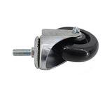 4" M12X30mm Pitch 1.75mm Threaded Stem Plastic Wheel 360  Rotation Swivel Caster Black