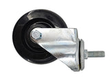 4" M12X30mm Pitch 1.75mm Threaded Stem Plastic Wheel 360  Rotation Swivel Caster Black