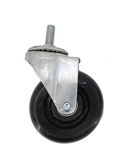 4" M12X30mm Pitch 1.75mm Threaded Stem Plastic Wheel 360  Rotation Swivel Caster Black