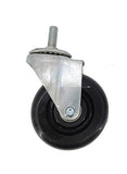 4" M12X30mm Pitch 1.75mm Threaded Stem Plastic Wheel 360  Rotation Swivel Caster Black