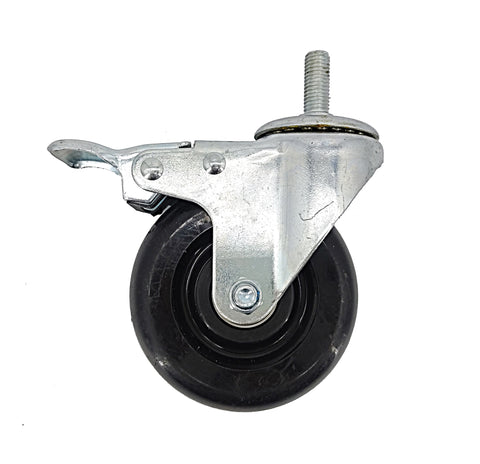 4" M12X30mm Pitch 1.75mm Threaded Stem Plastic Wheel Chair Castor Replacement Caster Black