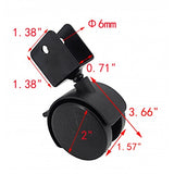 2" Edge Mount 0.7" Board Plastic Wheel 360  Rotation Swivel Caster Black