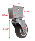 2 Edge Mount 0.7 Board TPE Wheel 360  Rotation Swivel Caster Black 401500 1PK