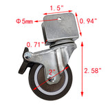 2 Edge Mount 0.7 Board TPE Wheel 360  Rotation Swivel Caster Black