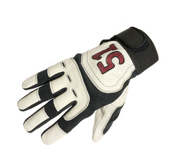 Golf Gloves Pair White Genuie Leather Small, Embroidered 3 Adjustable Wrist Band