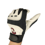 Golf Gloves Pair White Genuie Leather Small Embroidered 51 Adjustable Wrist Band