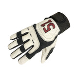 Golf Gloves Pair White Genuie Leather Small Embroidered 51 Adjustable Wrist Band