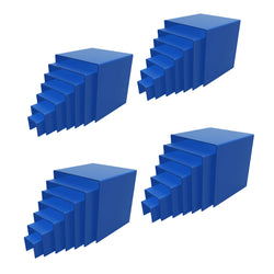 FixtureDisplays® 4 Sets of Seven (total 28pc) Riser Combo  2", 3", 4", 5", 6", 7", 8"  Cube 3-Sided Blue Plexiglass Pedestal Lucite Acrylic Display Risers Jewelry Showcase Fixtures - 1/8" Thick 4X16905-2345678-Blue