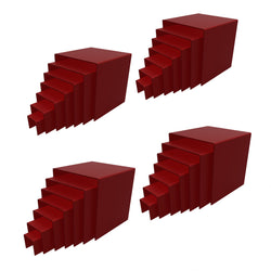 FixtureDisplays® 4 Sets of Seven (total 28pc) Riser Combo  2", 3", 4", 5", 6", 7", 8" Cube 3-Sided Red Plexiglass Pedestal Lucite Acrylic Display Risers Jewelry Showcase Fixtures - 1/8" Thick 4X16905-2345678-RED