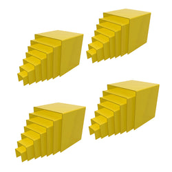 FixtureDisplays® 4 Sets of Seven (total 28pc) Riser Combo  2", 3", 4", 5", 6", 7", 8" Cube 3-Sided Yellow Plexiglass Pedestal Lucite Acrylic Display Risers Jewelry Showcase Fixtures - 1/8" Thick 4X16905-2345678-Yellow