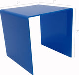 One Riser Combo 7" Cube 3-Sided Blue Plexiglass Pedestal Lucite Acrylic Display Risers Jewelry Showcase Fixtures - 1/8" Thick 16905-7INCH-BLUE