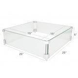 Fire Pit Wind Guard 20x20 Screen Square Glass Shield Wind Resistant Square
