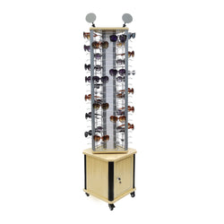 3 Sided 19-Tiers 15.7X15.7X62.4" Rotating Floor Eyewear Display Sunglass Mirrors AC132