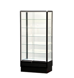 Black aluminum wall showcase 34LX72HX20D frame shelf retail store display