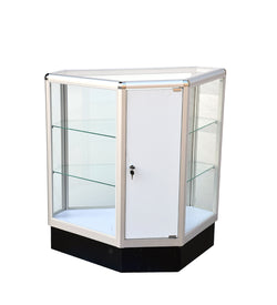 Hexagonal corner showcase knock down 20LX20WX12D X 38H frame shelf retail store