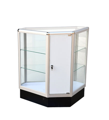 Hexagonal corner showcase knock down 20LX20WX12D X 38H frame shelf retail store