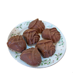 6-PIECE 4.7 OZ CHOCOLATE GOURMET HOMEMADE SNACK LARGE ROSE SHAP WITH NUTS CHOCOLATE-LARGEROSE
