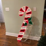 48Candy Cane with Green Bow Metal Wire Construction with Stand Christmas Light Decor Yard.