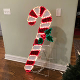 48Candy Cane with Green Bow Metal Wire Construction with Stand Christmas Light Decor Yard.