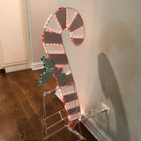 48Candy Cane with Green Bow Metal Wire Construction with Stand Christmas Light Decor Yard.