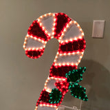 48Candy Cane with Green Bow Metal Wire Construction with Stand Christmas Light Decor Yard.