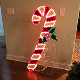 48Candy Cane with Green Bow Metal Wire Construction with Stand Christmas Light Decor Yard.