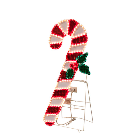 48Candy Cane with Green Bow Metal Wire Construction with Stand Christmas Light Decor Yard.
