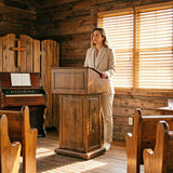 Mobile Wood Podium Pulpit Stand with Wheels 48  Tall Reading Panel EXECUTIVE-CLR235