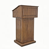 Mobile Wood Podium Pulpit Stand with Wheels 48  Tall Reading Panel EXECUTIVE-CLR235