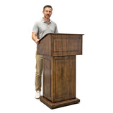 Mobile Wood Podium Pulpit Stand with Wheels 48  Tall Reading Panel EXECUTIVE-CLR235