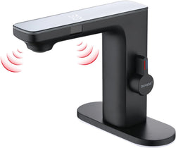RUVIDA Touchless Bathroom Faucet with Temperature Digital Display,Basin Faucet FE121004BK-R