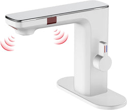 RUVIDA Bathroom Faucets,Bathroom Sink Faucets with Temperature Digital Display FE121004WH-R