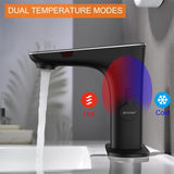 RUVIDA Touchless Bathroom Faucet,Matte Black Bathroom Faucet, Digital Display FE121011BK-R