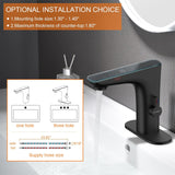 RUVIDA Touchless Bathroom Faucet,Matte Black Bathroom Faucet, Digital Display FE121011BK-R
